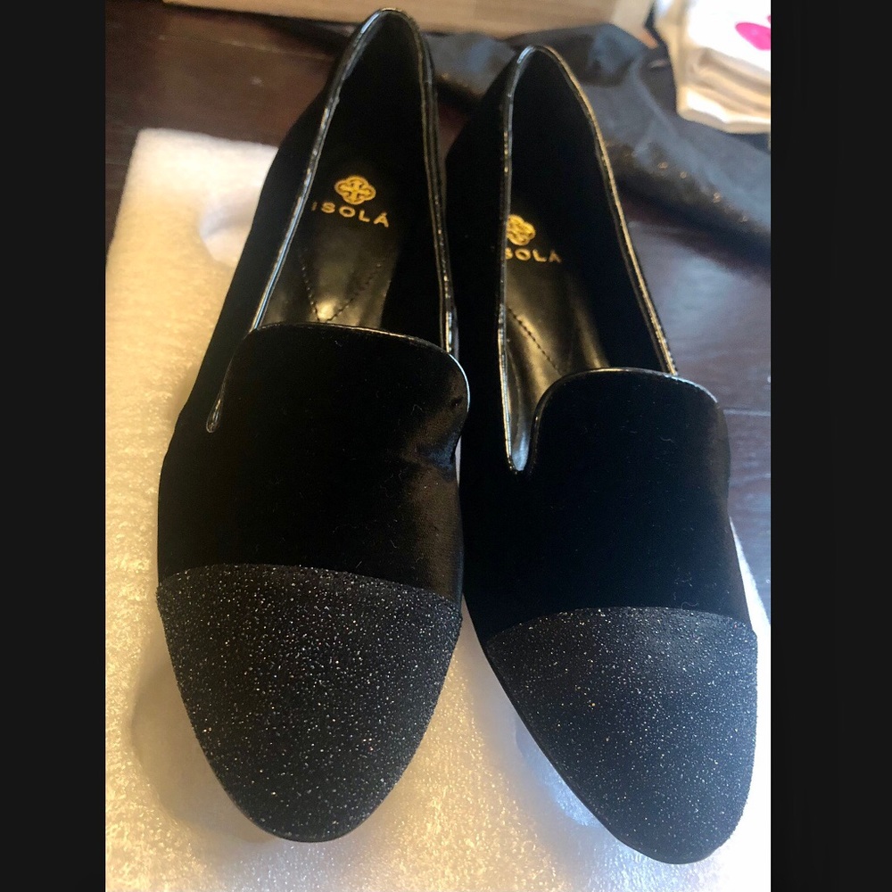 Isola Glimmering Black Cap Toe Smoking Shoe